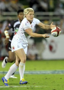 England Women 7s and Russia women at the World Rugby Womens Sevens World Series at 7he Sevens Stadium Dubai, UAE on day 2 . Dubai Emirates Airline 7s on December 5, 2014.