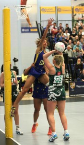 Bessie Manu giving Sam Cook a lift v Dragons Dave Roper for Matchtight