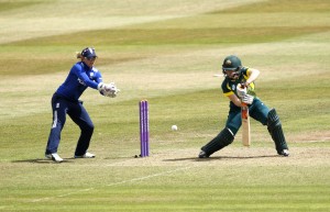 TAUNTON, ENGLAND - JULY 21: Sarah Taylor of England looks on as Alex Blackwell of Australia scores runs during the 1st Royal London ODI of the Women's Ashes Series between England Women v Australia Women at The County Ground on July 21, 2015 in Taunton, England.  (Photo by Julian Herbert/Getty Images)