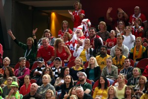 English Fan celebrate during the 2015 Netball World Cup, Bronze Medal match at the Allphones Arena, Sydney. PRESS ASSOCIATION Photo. Picture date: Sunday August 16, 2015. See PA story NETBALL England. Photo credit should read: Paul Seiser/PA Wire.