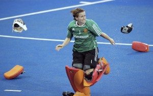 LONDON - Unibet EuroHockey Championships women 20 ENG v NED (Gold Medal Match) 2-2 England Europese Champion by winning the shoot outs Foto: Maddie Hinch (Gk) winning and celebrating. WSP COPYRIGHT FRANK UIJLENBROEK