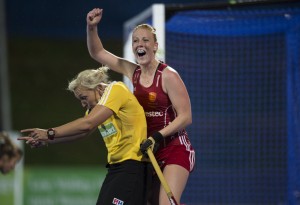 Nicola White celebrates the second goal v Italy Credit Chris Lee