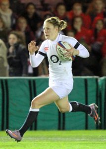 Lydia Thompson makes a break. England Women v Canada Women at Twickenham Stoop, Twickenham, England on 13th November 2013 ko 1900